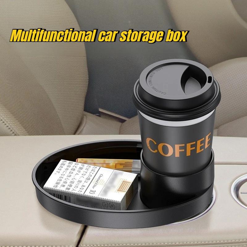 2025 Car Cup Holder Tray Central Control Armrest Drink Holder Auto Key Coin Purse Storage Tray Expanded Table Organizer Box
