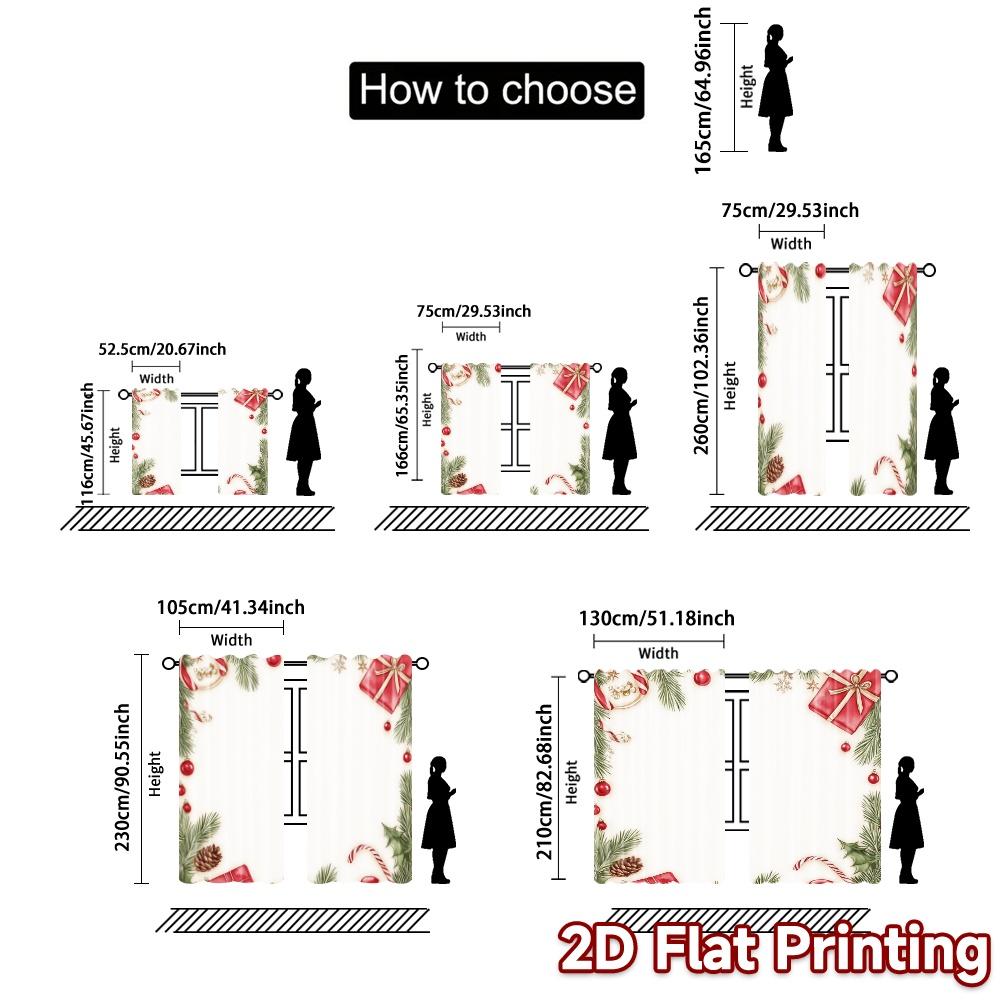 2pcs,Curtains Christmas Ornaments Festive Gifts Festive Modern Creative Curtains Polyester Easy Install Curtains Festive for