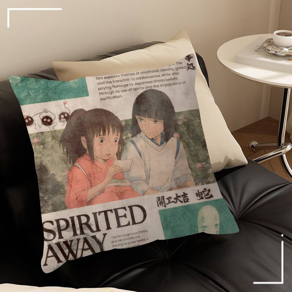 Подушки Подарки Мебель для домашнего офиса Спальня Диван Автомобильная подушка Чехол 45x45см Фильм Унесенные призраками Аниме