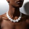Large Disc Shell Pendant Necklace Irregular Round White Choker Stylish Bohemian Necklace  Daily