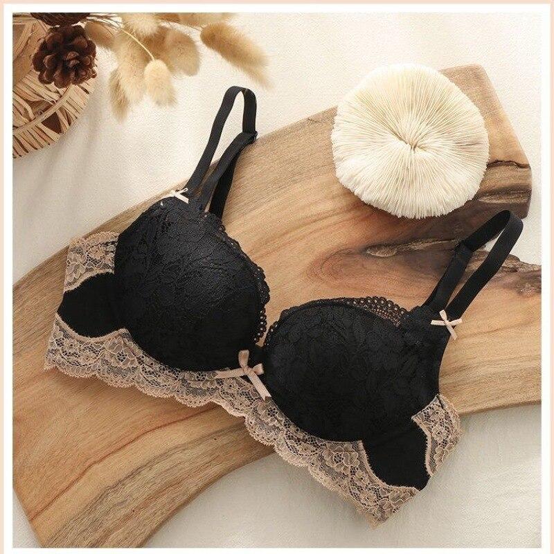 Flarixa Plus Size Latex Underwear Women's No Steel Ring Push Up Bra Backless Sexy Lace Bralette Top Soft Breathable Active Bras