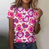 3d Love Printing Women's T-Shirts Oversize Top Casual Short Pullover Sleeved Round-Neck Tee Shirt Polyester Female Clothing 2024