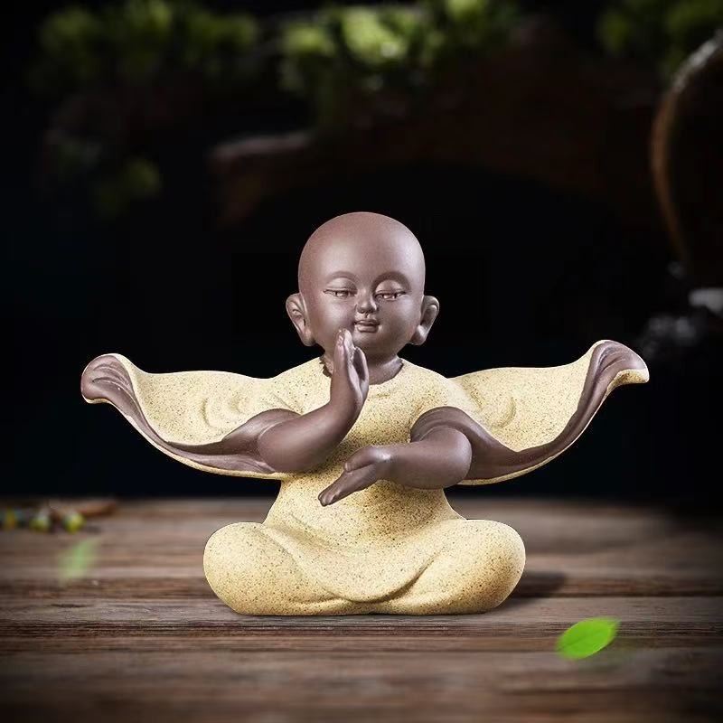 Керамическая фигурка монаха Дзен-буддийский декор Счастливый Будда Фигурка монаха для медитации для комнаты йоги Фэн-шуй Смеющийся Будда для офиса