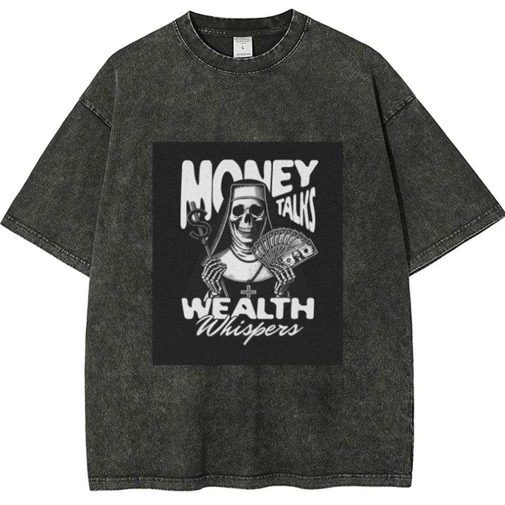 Мужская графическая футболка Money Call с принтом, оверсайз, винтажная, выстиранная, женская, свободная, с коротким рукавом, одежда Y2k, топ