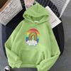Women's Rainbow Print Hooded Hoodie for Autumn Winter Ladies Loose Oversize Fleece Sweatshirt for Couples