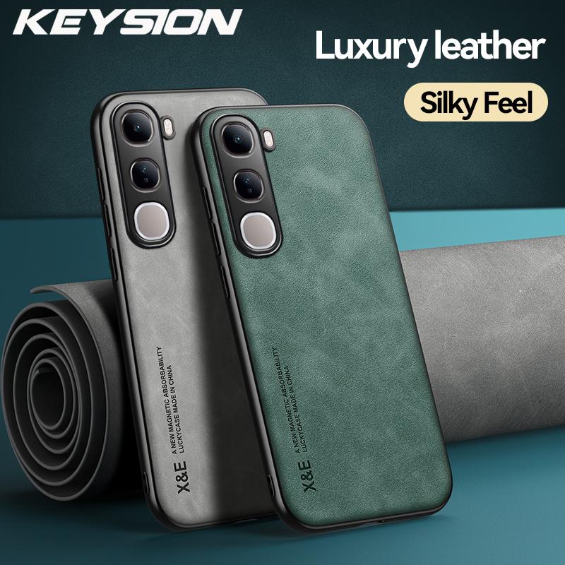 KEYSION Роскошный ретро чехол из искусственной кожи для VIVO V40 Lite V40 SE 80W Мягкий силиконовый + противоударный чехол для телефона из поликарбоната для VIVO Y200 5G