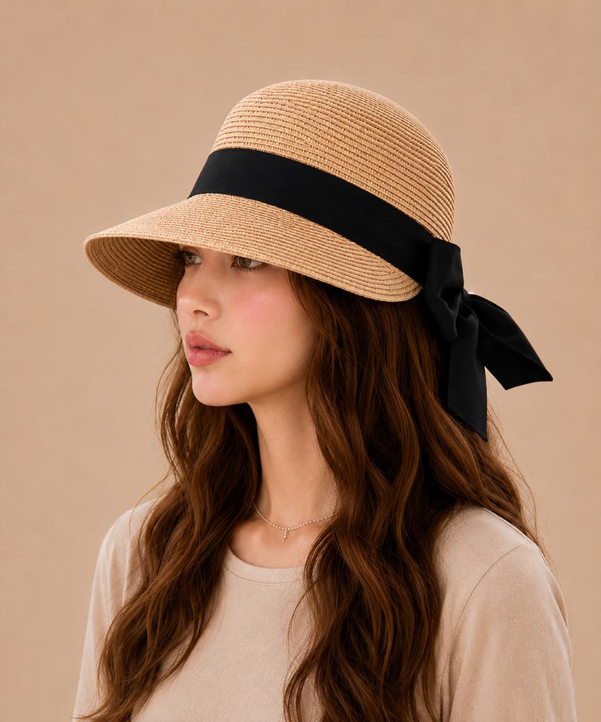 Шляпа из рафии с оборками и лентой Baseukala (3Colors)