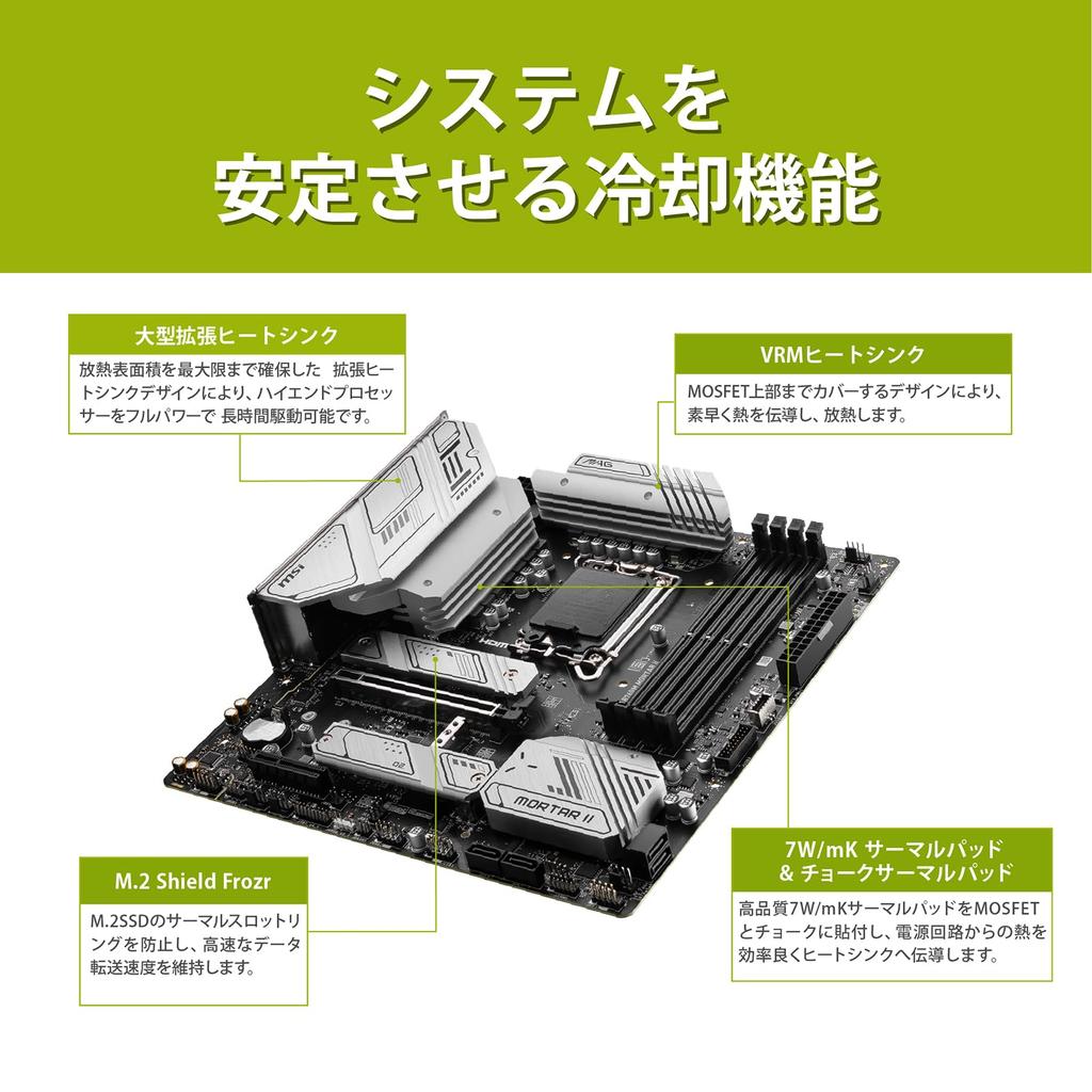 MSI Материнская плата ограниченного MAG B760M MORTAR II поколения B760 2024 белый мощный блок питания схема Intel CPU MB6470 [модель Amazon] 14th/13th [Intel