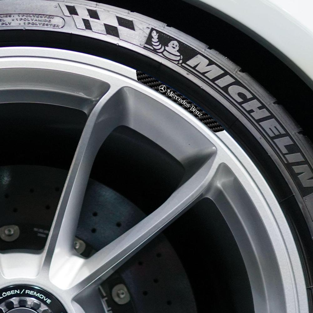 Car Wheel Hub Emblem Stickers Rims Curved Decals For Mercedes Benz AMG W124 W202 W203 W204 W210 W211 W212 W220 JM2
