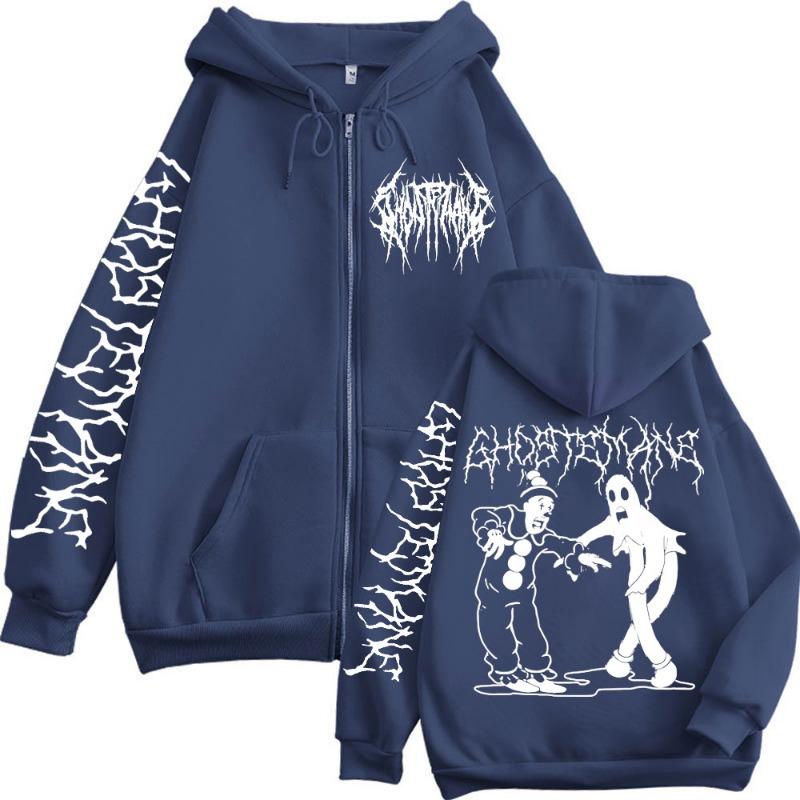 Толстовки с принтом Ghostemane на молнии Металл Рок Поп Музыка Толстовки с капюшоном на молнии Мужские Женские Готическая Мода Винтажные Пуловеры