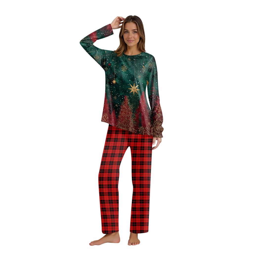 Комплект из топа и брюк с рождественскими принтами для всей семьи Одинаковые комплекты для всей семьи