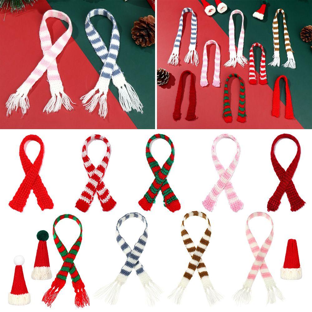 Clothes Dollhouse Accessories Doll Scarf Hat Knitted Scarves Mini Christmas Caps Handmade Material