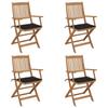 Day and Night - Day and Night Folding Garden Chairs 4 Units and Cushions Solid Acacia Wood
