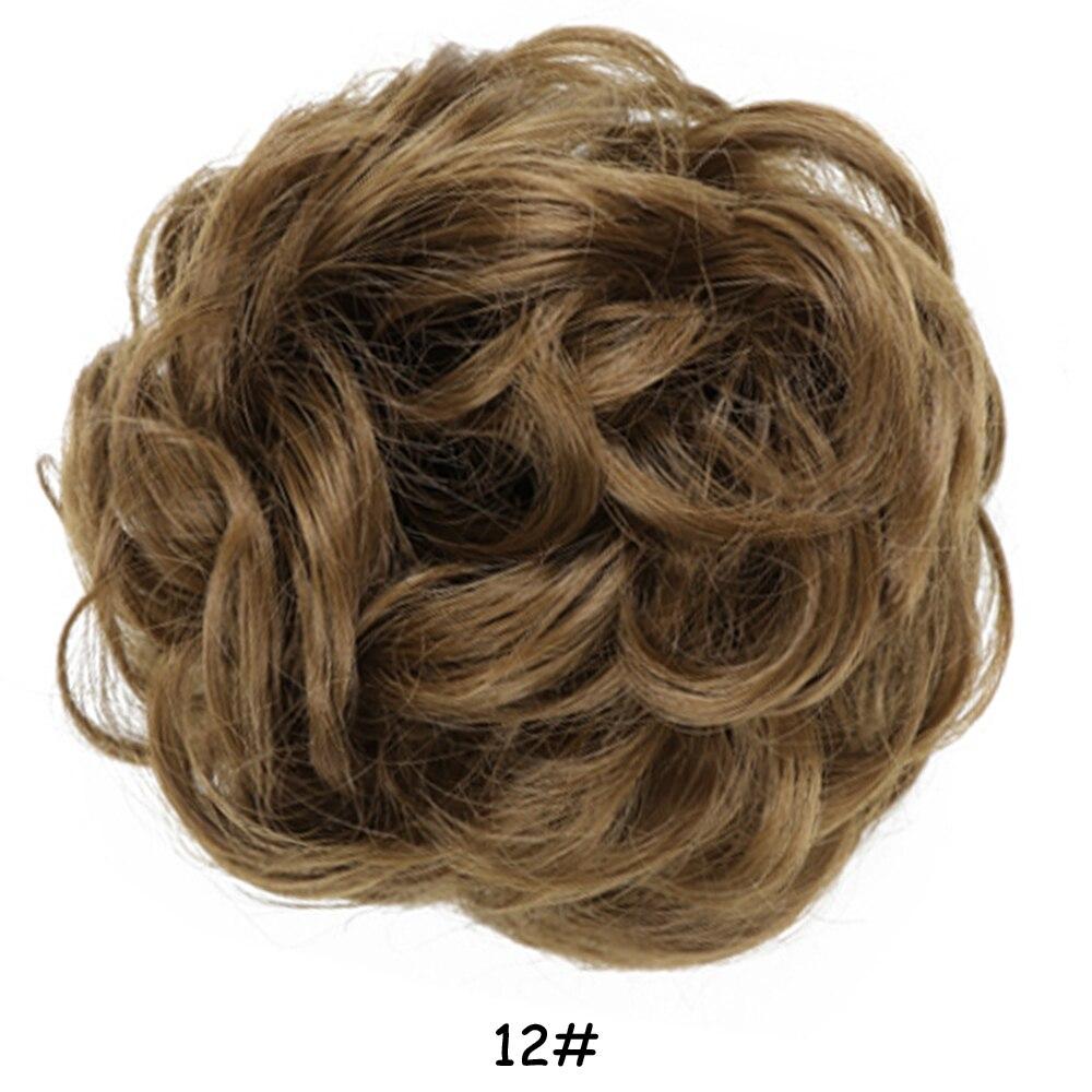 MISS WIG Women Messy Chignon Donut Hair Bun Fake Hair Elastic Chignon Synthetic Fiber Hairpiece Gray Black Brown Color