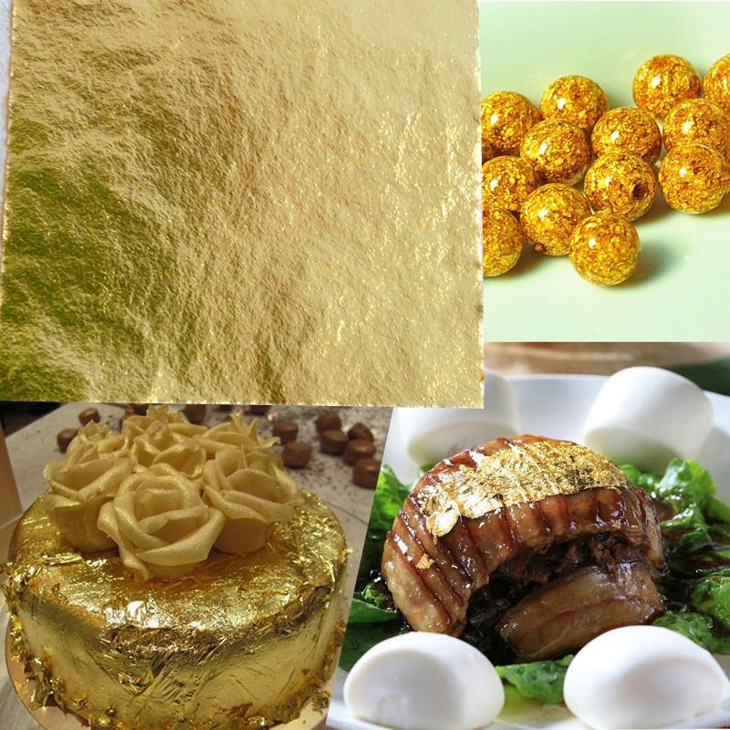 100 x 24K листов листового золота для художественных промыслов, дизайна, позолоты, обрамления, лома