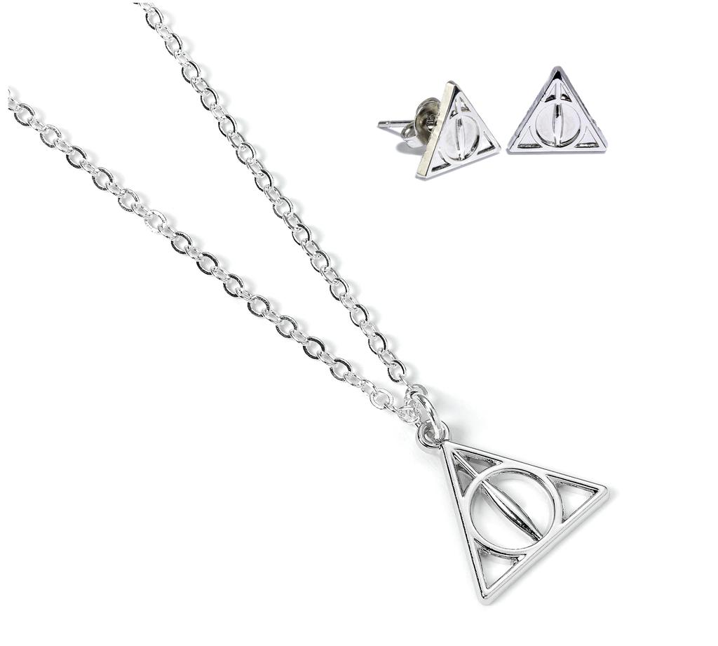 Harry Potter Deathly Hallows Necklace and Earrings Gift Set