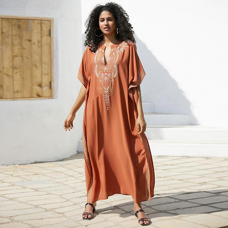 EDOLYNSA 2024 богемное белое бикини с v-образным вырезом, накидки, длинная туника, сексуальное платье-кафтан, женское платье больших размеров, пляжная одежда, купальный костюм, накидка Q1545