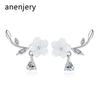 ANENJERY Серьги-гвоздики из натуральных ракушек с цветами для женщин, серьги-капли с кисточками из циркона oorbellen