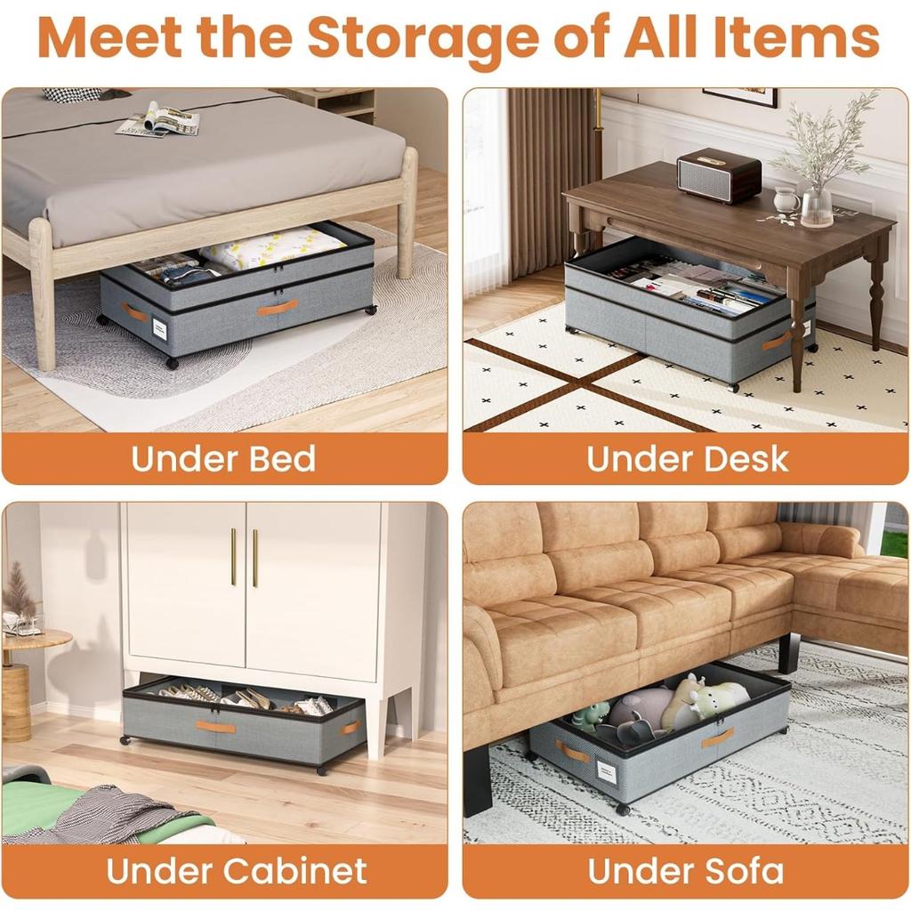 Контейнеры для хранения под кроватью на колесиках, органайзеры для шкафа, регулируемое хранение под кроватью для обуви, одежды, одеял, игрушек