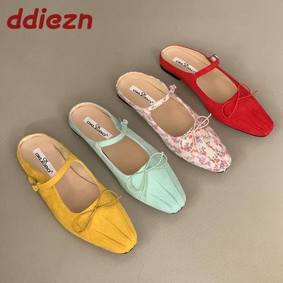 Модная женская обувь с мелким вырезом, слипоны, женские балетки, мюли, модные балетки с бантом-бабочкой, женские балетки Мэри Джейн