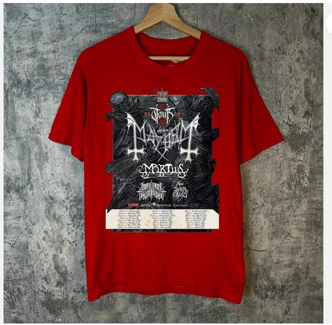 Mayhem North American Tour 2025 With Mortiis Band T Shirt Mens Womens Tees Top Full Size