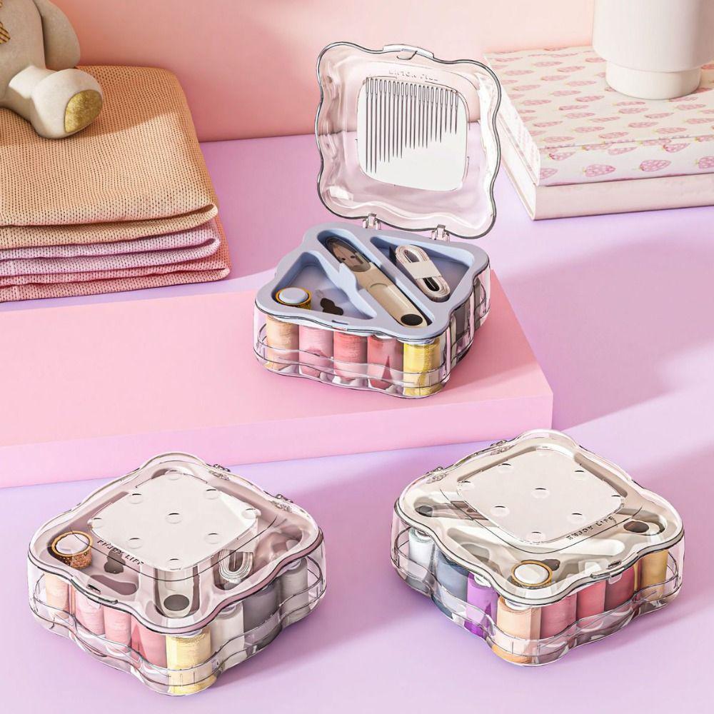 Partitioned Hand Sewing Tool Kit Multi-functional Magnetic Needle Thread Box  Beginners
