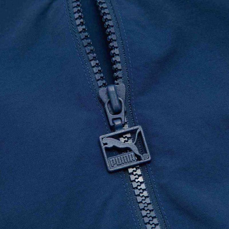 Puma Спортивная куртка с воротником-стойкой, застежкой-молнией и логотипом, унисекс, темно-синяя 627167-12