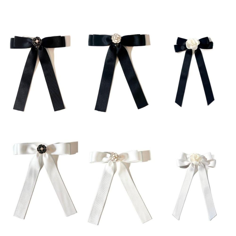 Pearl Black Ribbon Pin White Funerals Memorial Pin Fashion Mourning Badge Brooch Occupation