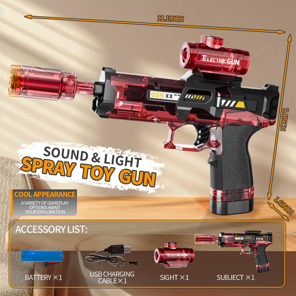 Детский электрический игрушечный пистолет с распылением дыма, разноцветными звуками, мигающими стробоскопами, телескопическим прикладом, отдачей и вибрацией. Крутые подарки для мальчиков