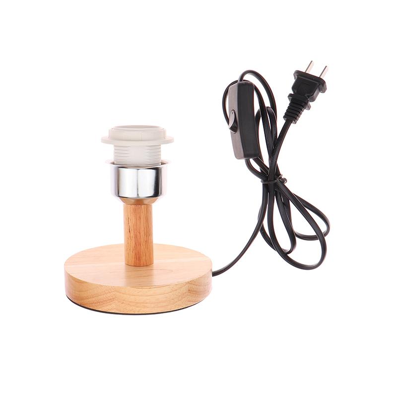 E27 патрон лампы круглый твердый деревянный держатель с шнуром включения выключения для настольной лампы прикроватный держатель лампы для домашнего освещения