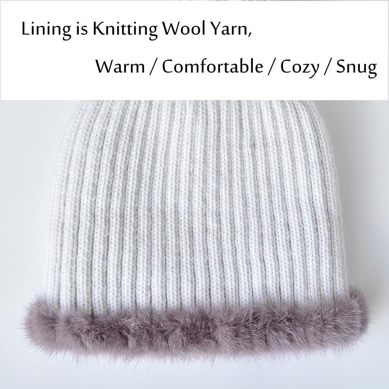 SOMALER Женские меховые шапки на зиму, шапка из натурального норкового меха с помпонами из меха чернобурки, вязаные шапочки, достаточно теплые