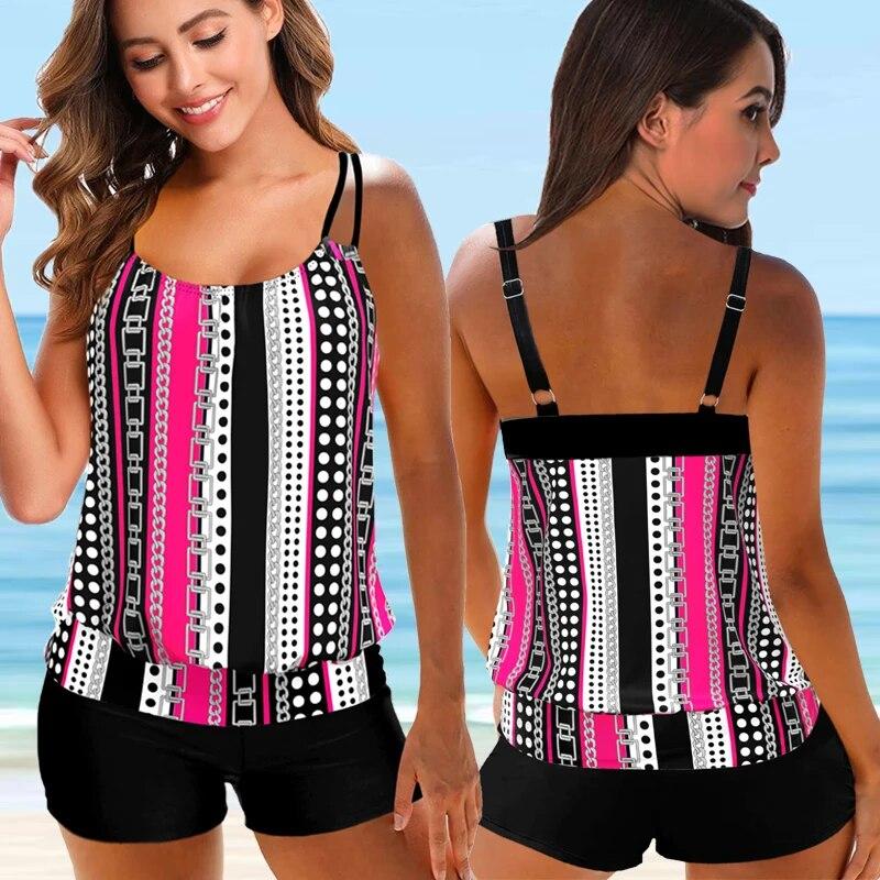 2024 Women Beachwear Swim Tankini Monokini Swimwear Bathing Suit Two Pieces Swimsuits Plus Size Printed Tankinis