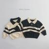 Children's POLO Sweater: Two-Button Striped Lapel, All-Season Korean Style for Boys & Girls