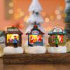 Christmas Winter Village House Ornaments Mini Light-up Christmas Shop with Santa Resin Desktop Figurine Holiday Home Decor