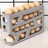 Выдвижная боковая дверца холодильника Полка для хранения яиц Четырехъярусная автоматическая прокатка с глубокими канавками вмещает 30 яиц