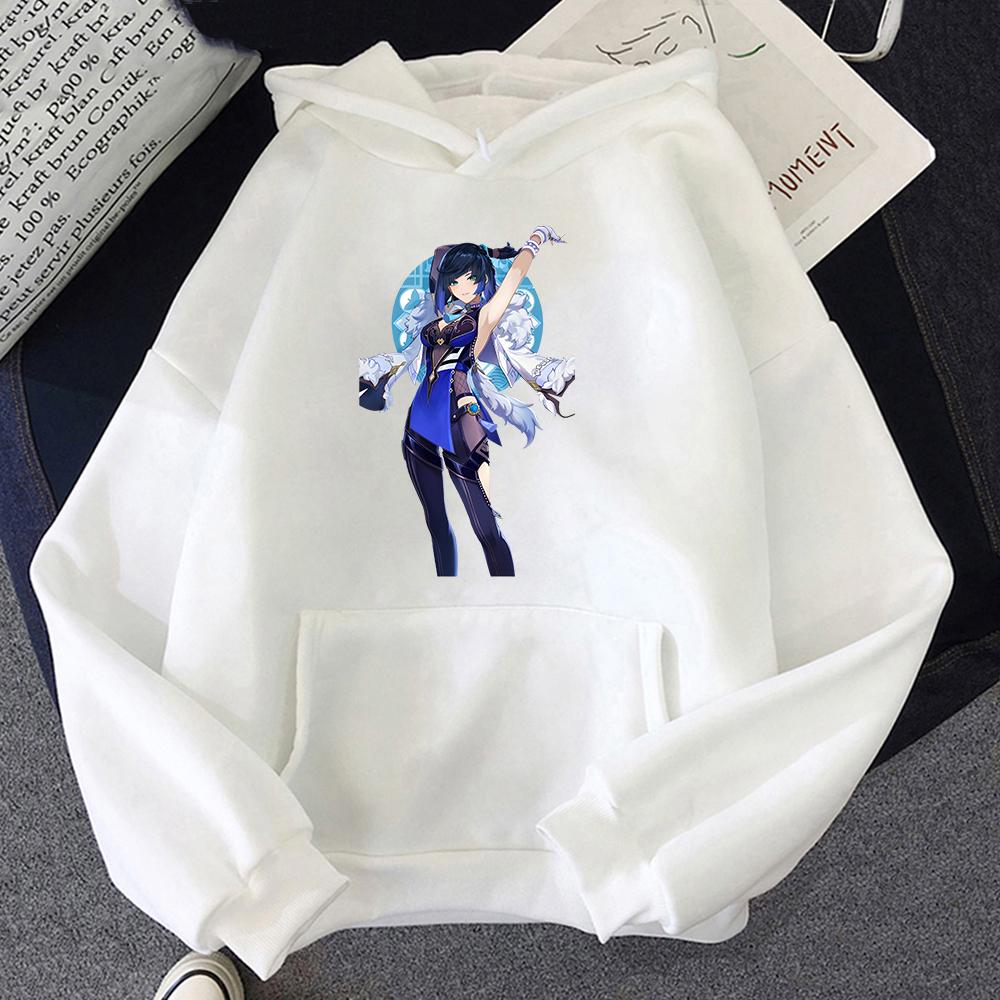 Мужчины ЖенщиныТолстовки Уличная одежда Genshin Impact Yelan Толстовки с графическим принтом Топы в стиле Харадзюку для мальчиков/девочек Толстовка с героями мультфильмов Модная повседневная одежда