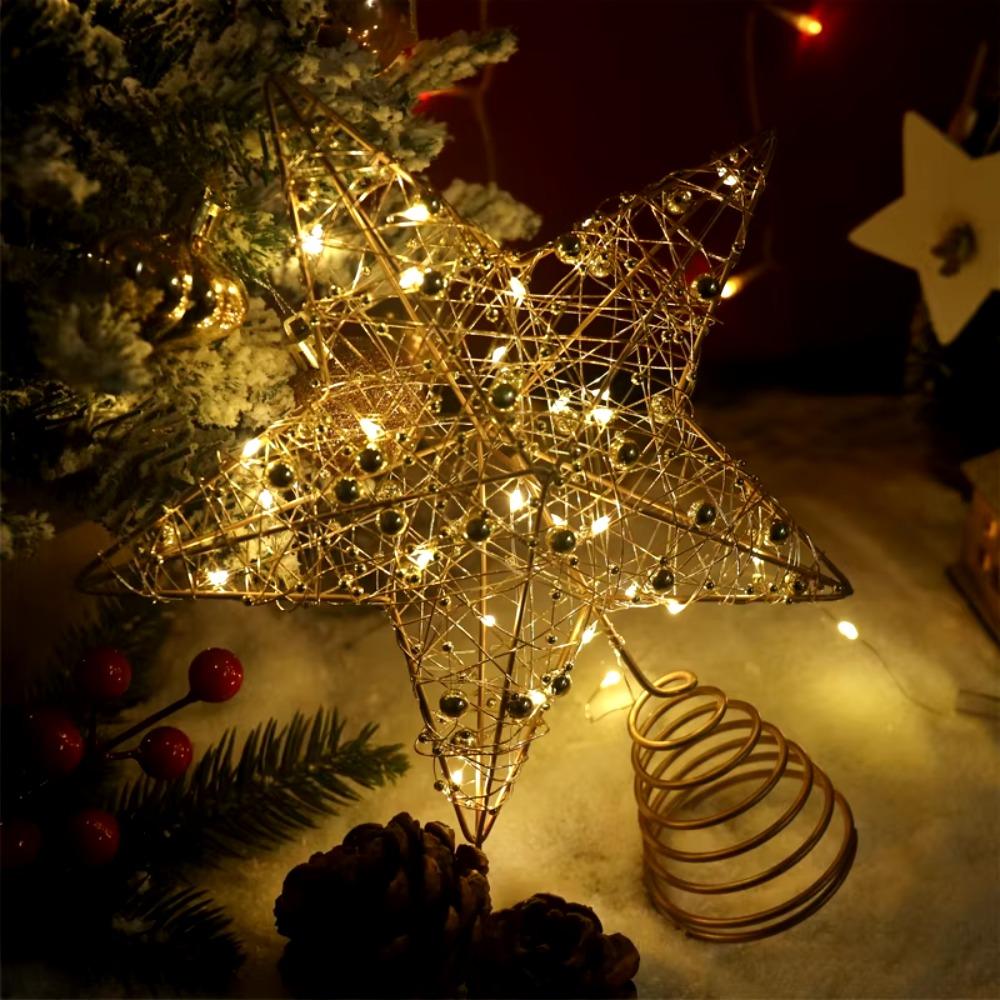 Luminous Christmas Tree Topper Decoration Glitter Xmas Tree Ornaments Navidad