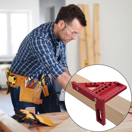 1/2 шт. 3D треугольная линейка из алюминиевого сплава с отверстиями для направляющей дрели, угломерная линейка 45/90, многоугольная измерительная линейка для деревообработки, столярная