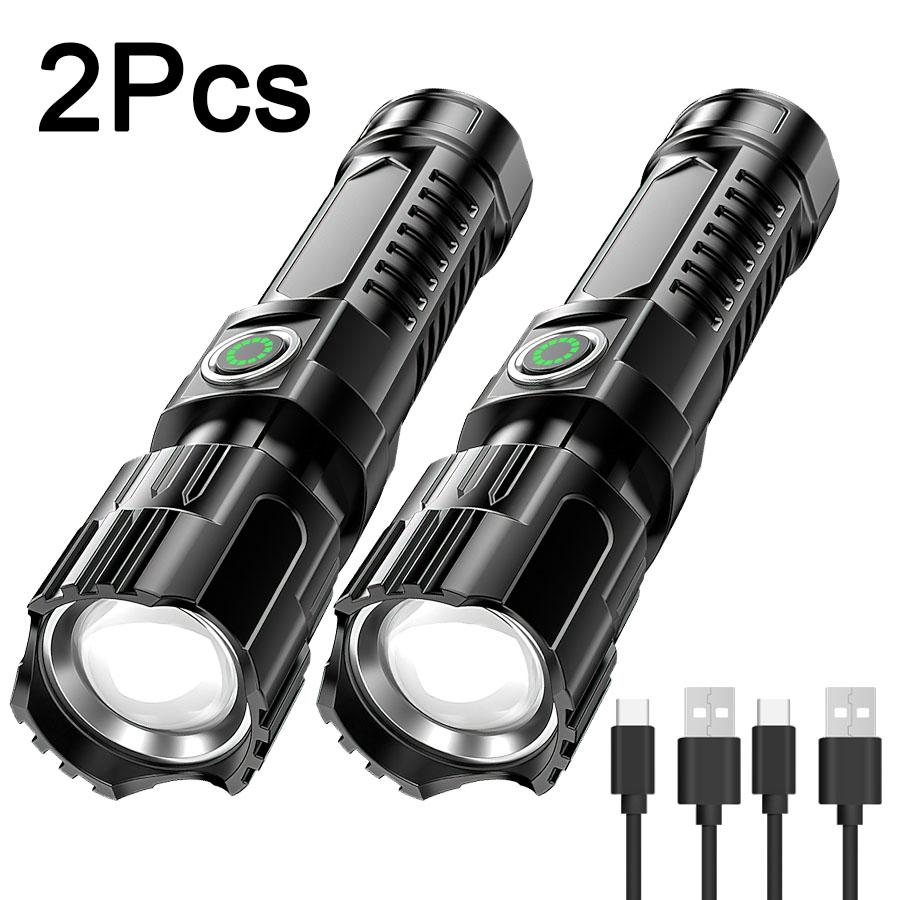 USB Rechargeable LED Flashlight Torch Zoom Flashlights Outdoor Super Bright Camping Lamp Night Fishing Portable Emergency Light
