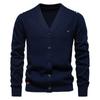 AIOPESON Mens New V Neck Button Up Cotton Cardigan Sweaters Casual Social Knit Sweater Cardigans for Men