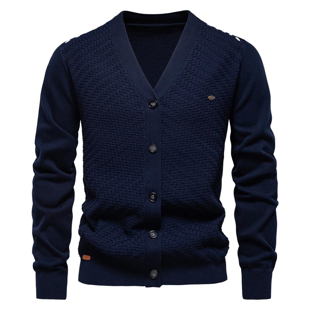 AIOPESON Mens New V Neck Button Up Cotton Cardigan Sweaters Casual Social Knit Sweater Cardigans for Men