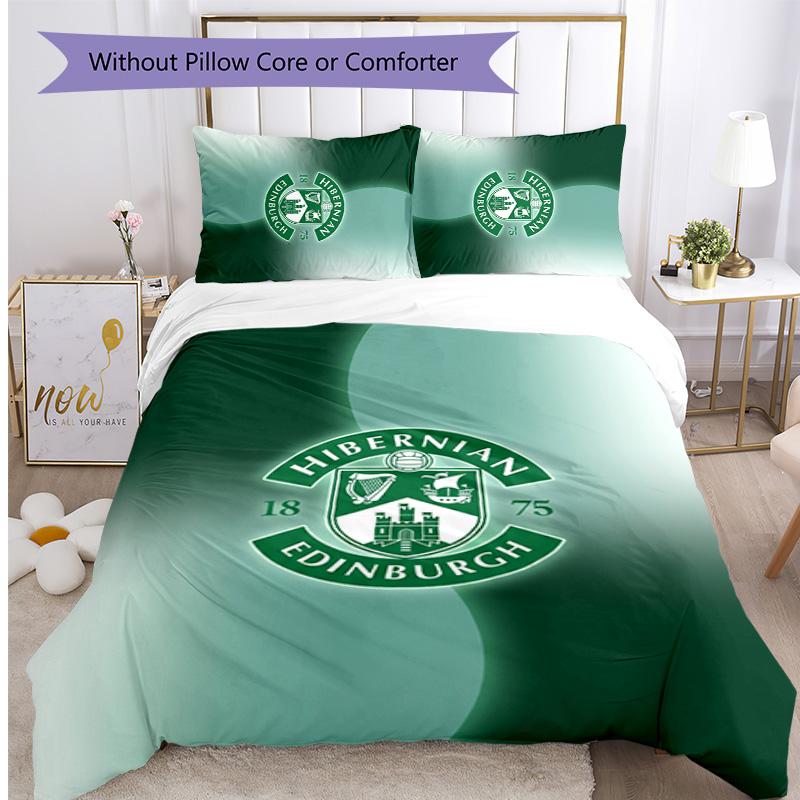 Hibernian FC Печатный комплект постельного белья из 3 предметов Дышащий пододеяльник с наволочками Декорационное постельное белье для спальни Дома