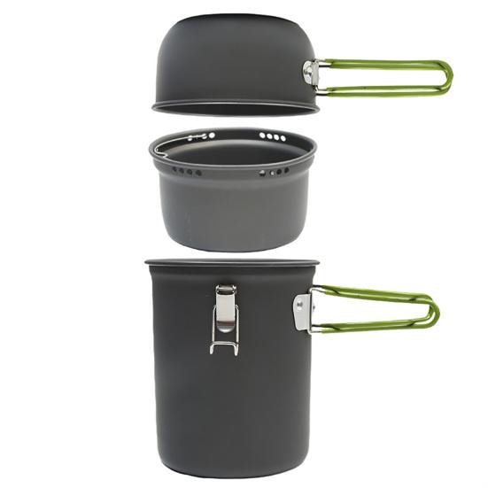 Набор из 3 шт./набор походных котелков с сумкой для хранения, складные ручки, сплав алюминия, компактный котелок для пешего туризма, набор котелков с антипригарным покрытием