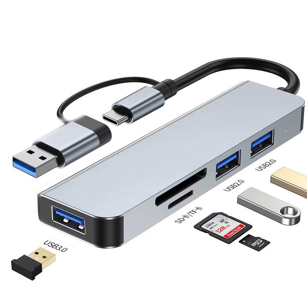 5 в 1 USB C Hub для ноутбука с портами USB 3.0, кардридером, адаптером HDMI Ethernet, многопортовой док-станцией