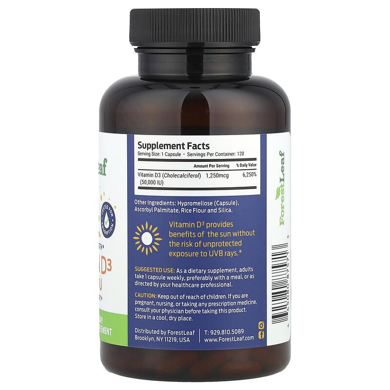 Maximum Strength, Vitamin D3, 1,250 mcg (50,000 IU), 120 Vegetable Capsules