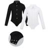 Kids Boys One-Piece Dance Costumes Long Sleeves Lapel Romper Shirt Leotard Bodysuit Modern Latin Dance Wear