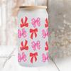Flowy Bows Uv Dtf Cup Wrap For 16Oz Beer Glass Can Pretty Love Ribbons Cute Girly Cup Wrap Design Uv Dtf Sticker