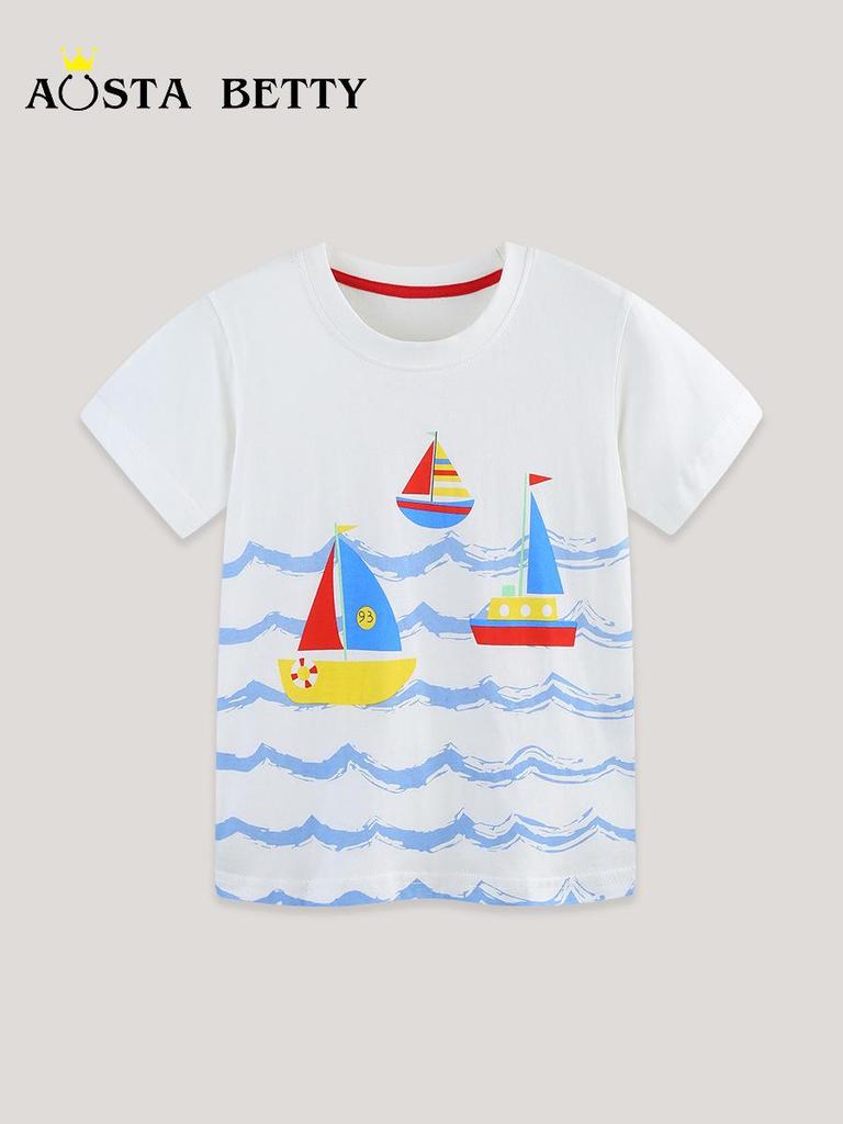 Summer Boys' European-Style Short-Sleeve Printed T-Shirts for Toddlers & Kids