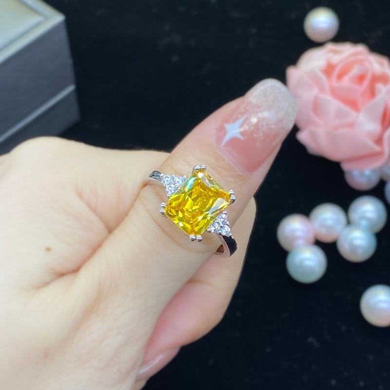 POMOiii Великолепные женские обручальные кольца с большим желтым фианитом, благородные женские аксессуары для вечеринок, подарки, винтажные ювелирные изделия