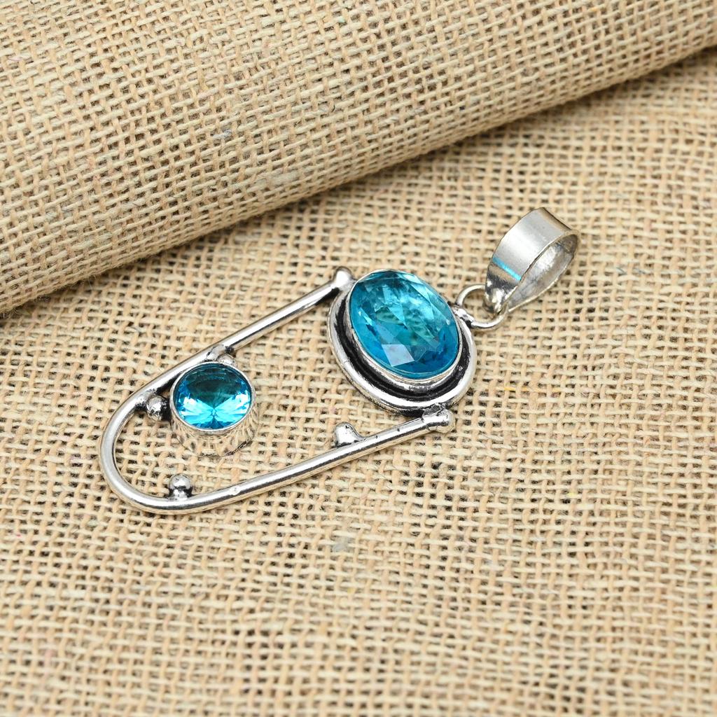 Голубой топаз, драгоценный камень, стерлинговое серебро 925 пробы, замечательные подвесные украшения ручной работы